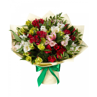Букет «Теплые чувства» – разноцветные альстромерии с нежным посылом Тула Тульская область